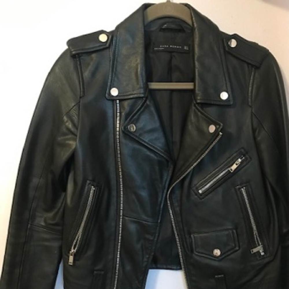 Zara Black Faux Leather Moto Jacket